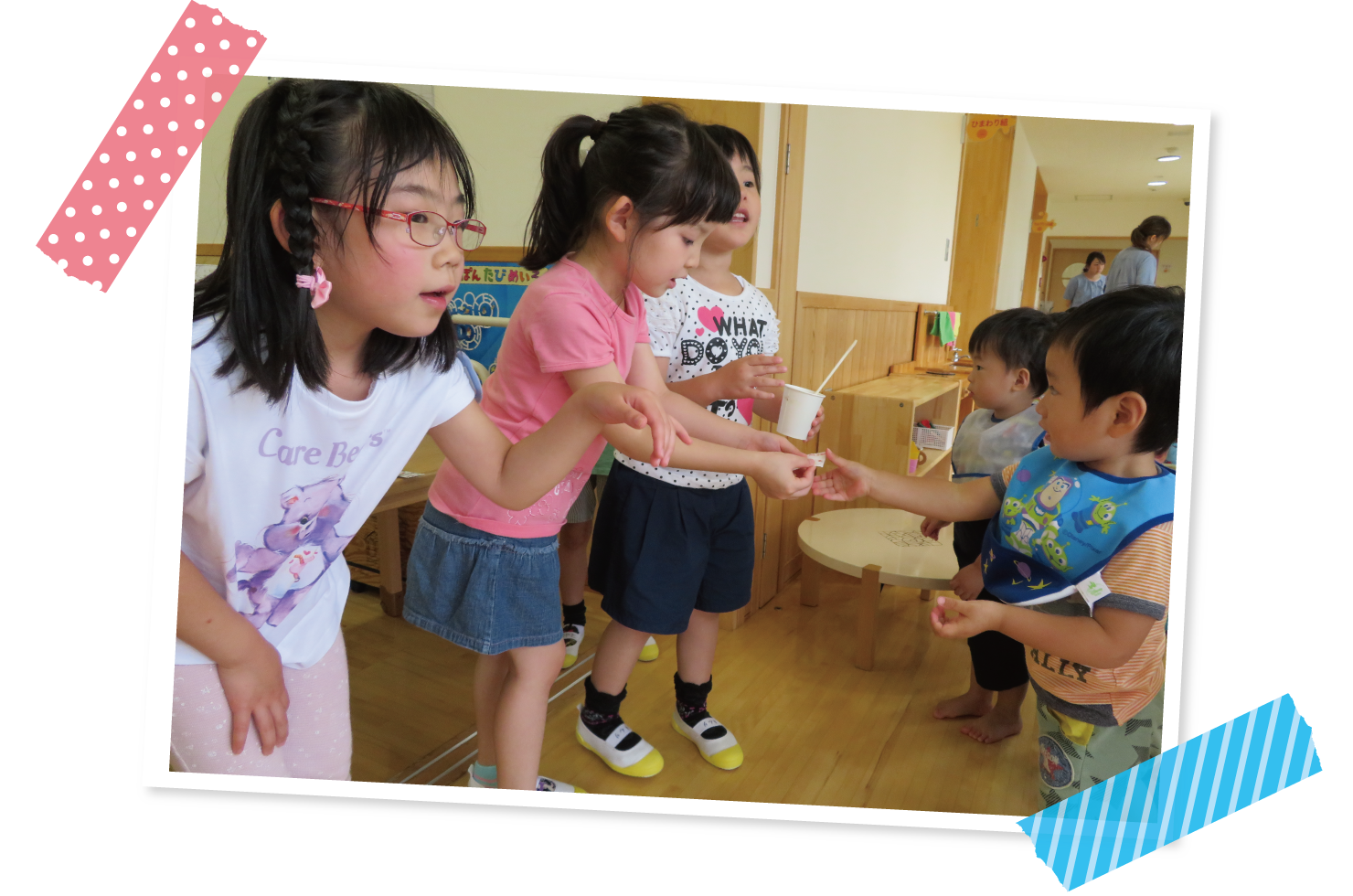 園の様子　ちゅうりっぷ組(3歳児)・ひまわり組(4歳児)・さくら組(5歳児)